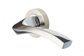 Door Handles Vision Designer Auva Lever on Round Rose Polished Chrome & Satin Nickel 5201 17.75
